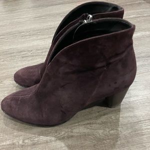 Ara Suede Leather Split Toe Zip Up Block Heel Ankle Boots Shoes